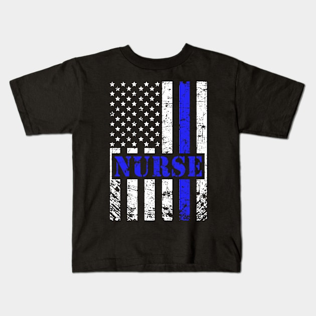 Nurse American Flag 4th of July Kids T-Shirt by MFK_Clothes